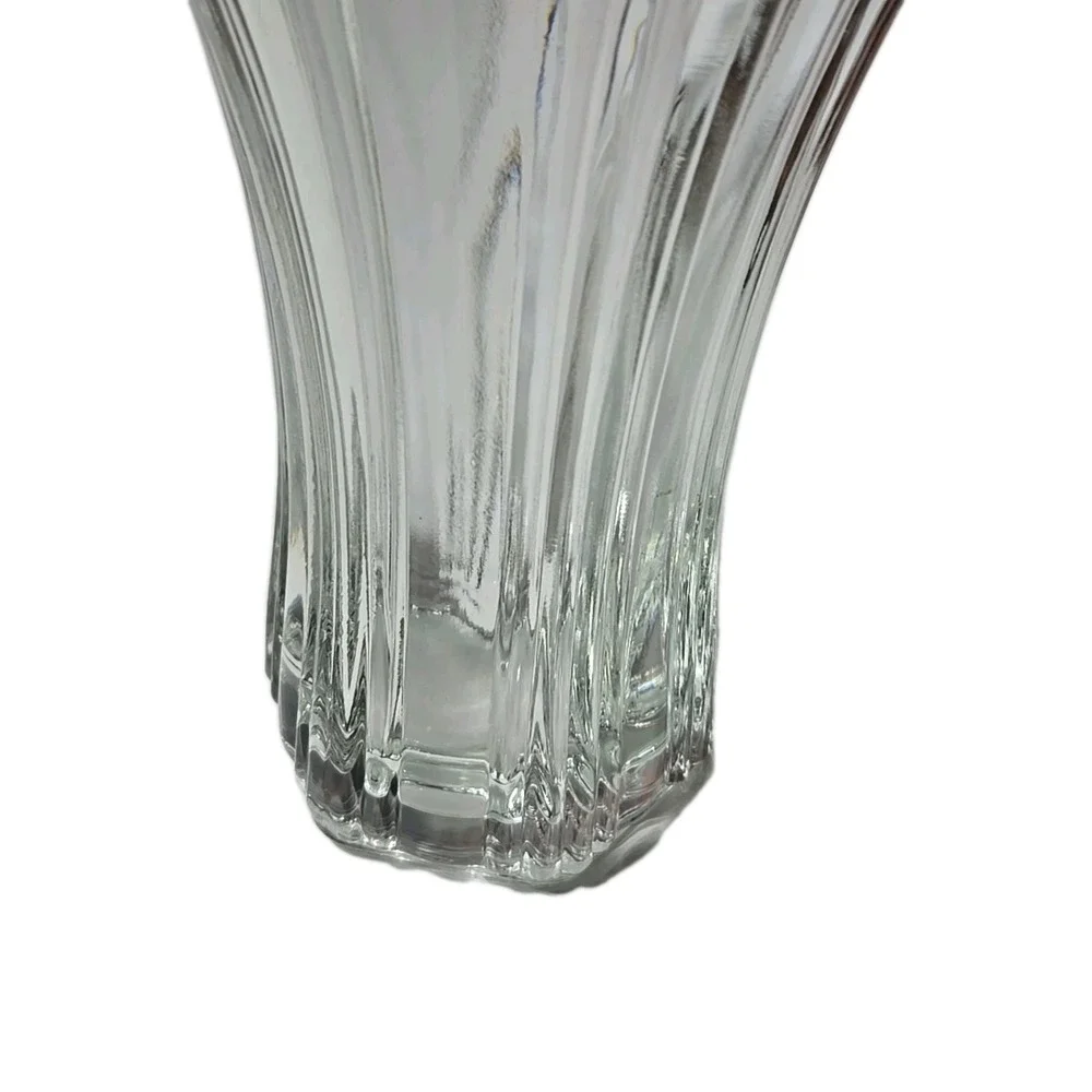 VINTAGE Old Cafe Clear Thick Glass 8 inch Tall Flower Vase Anchor Hocking HEAVY‎